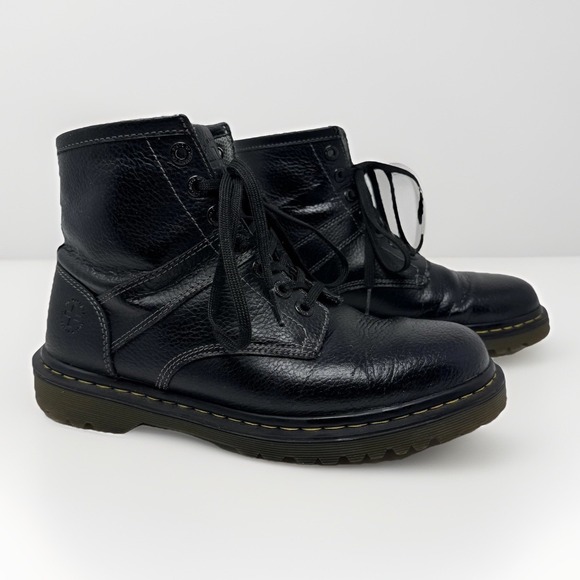 Rare Vintage Dr. Martens Roseland Pebbled Leather Boots Embossed Plus Logo